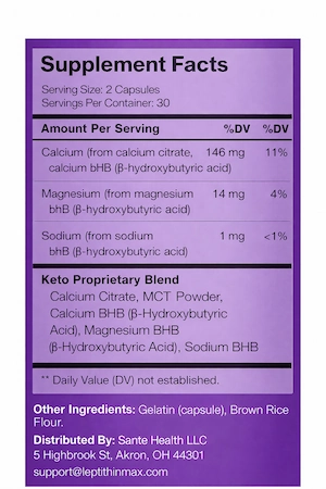 LeptiThin Max Supplement Facts